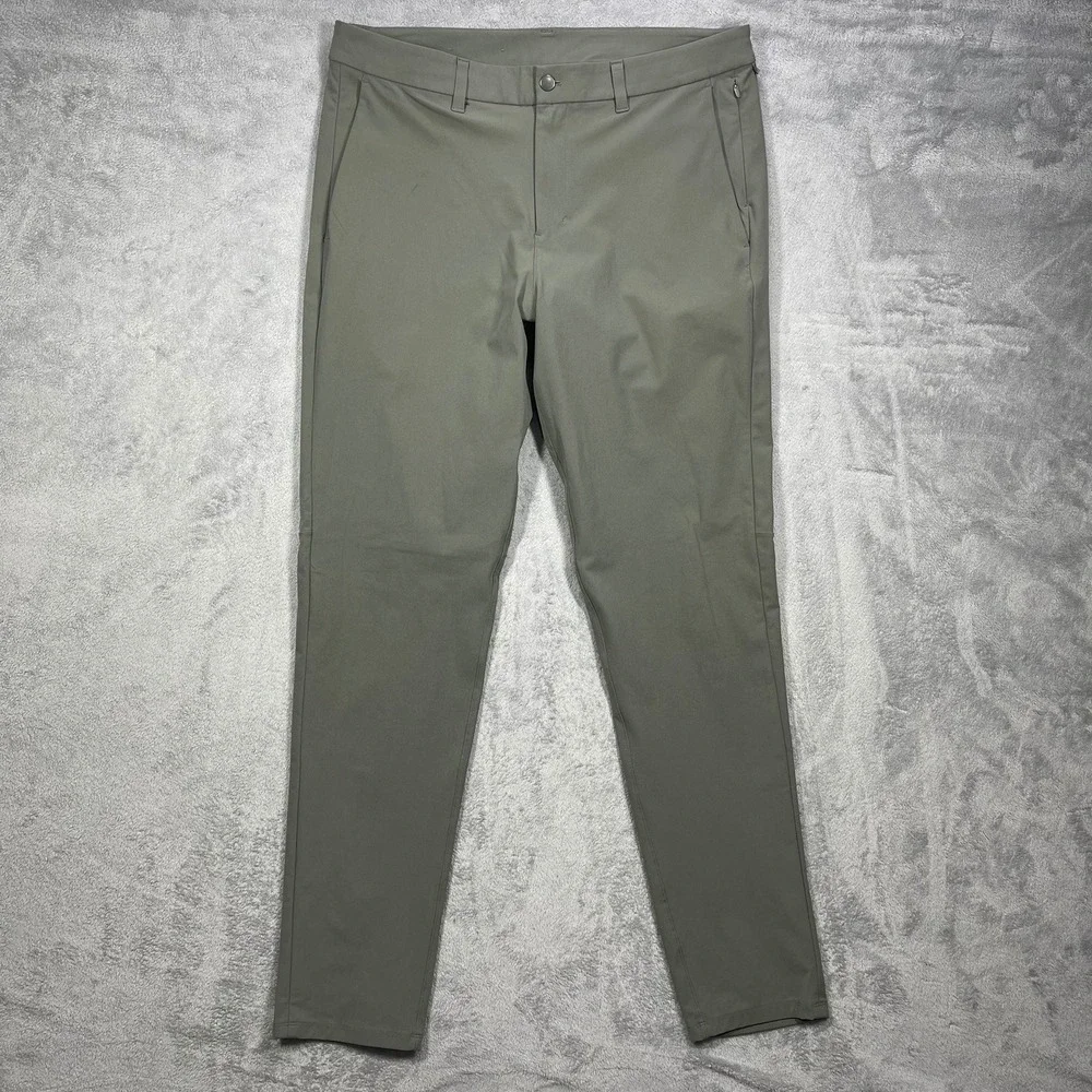 Lululemon Commission Slim Fit Pant Mens 38 Sage‎ Green Technical Chino READ
